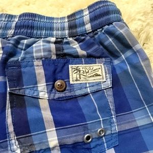 Polo Ralph Lauren Swimwear Blue and White Plaid Shorts Size M (10 - 12)